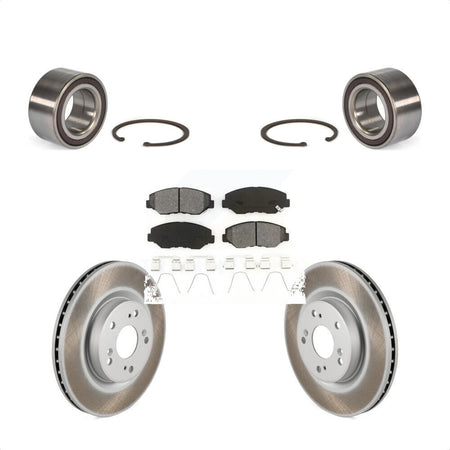 Front Wheel Bearing With Coated Disc Brake Rotors And Semi-Metallic Pads Kit For 2012-2016 Honda CR-V FWD KBB-101818 by Transit Auto