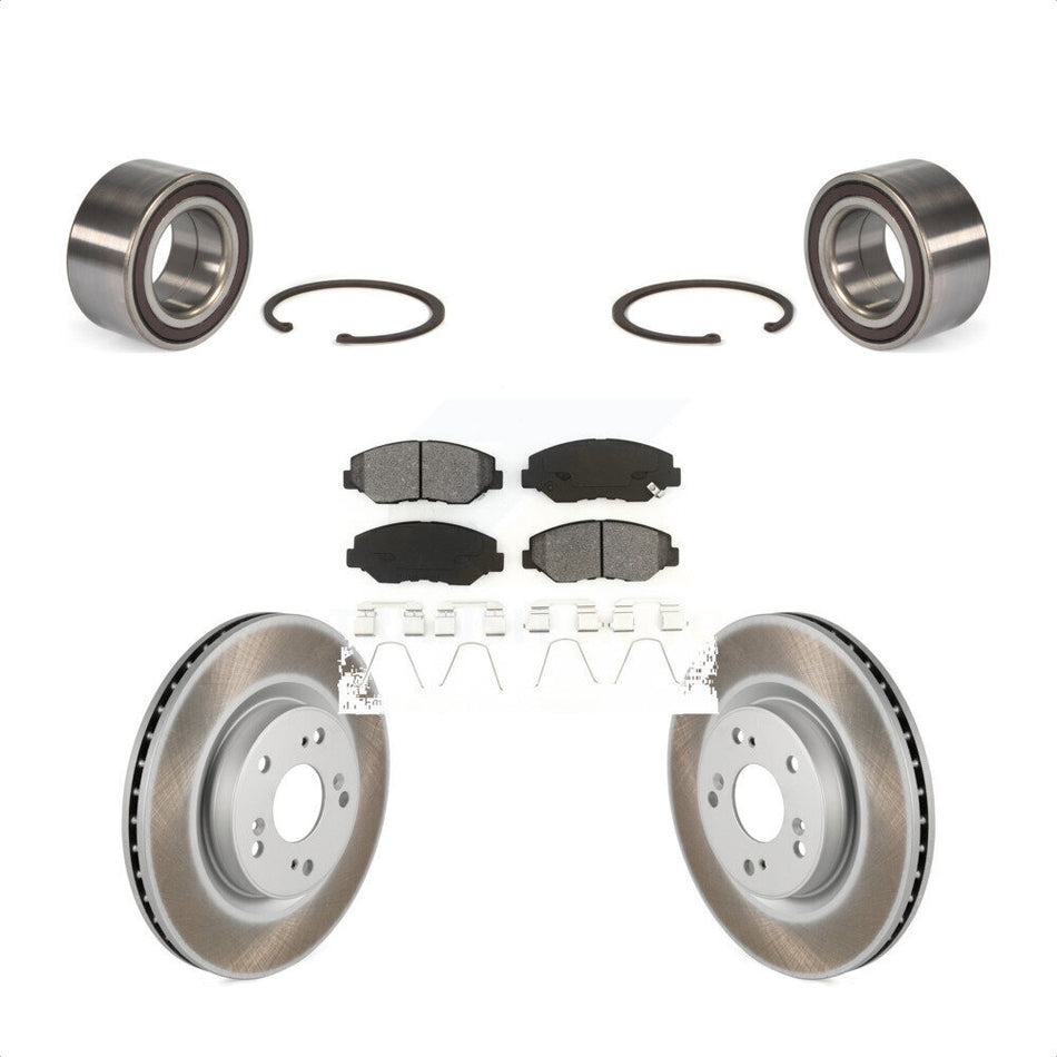 Front Wheel Bearing With Coated Disc Brake Rotors And Semi-Metallic Pads Kit For 2012-2016 Honda CR-V FWD KBB-101818 by Transit Auto