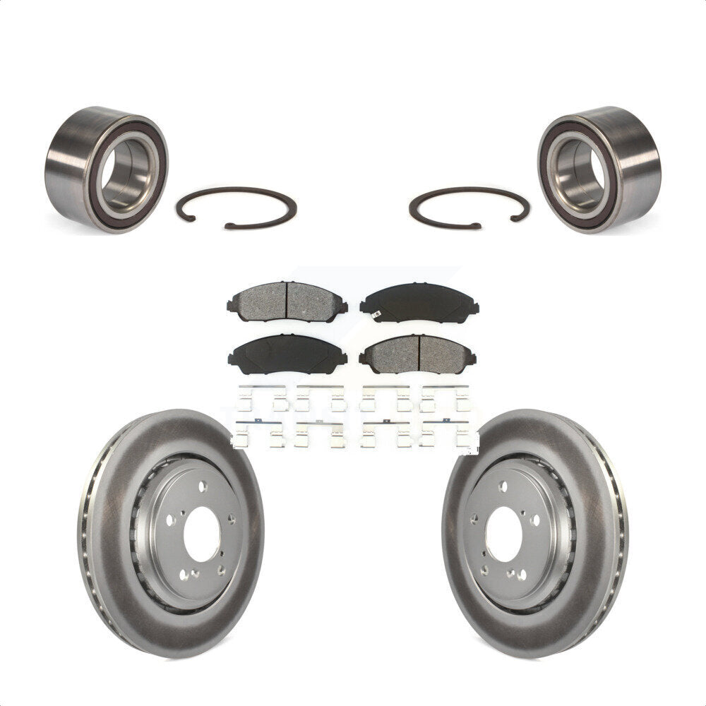 Front Wheel Bearing With Coated Disc Brake Rotors And Semi-Metallic Pads Kit For 2017-2018 Acura MDX KBB-101819 by Transit Auto