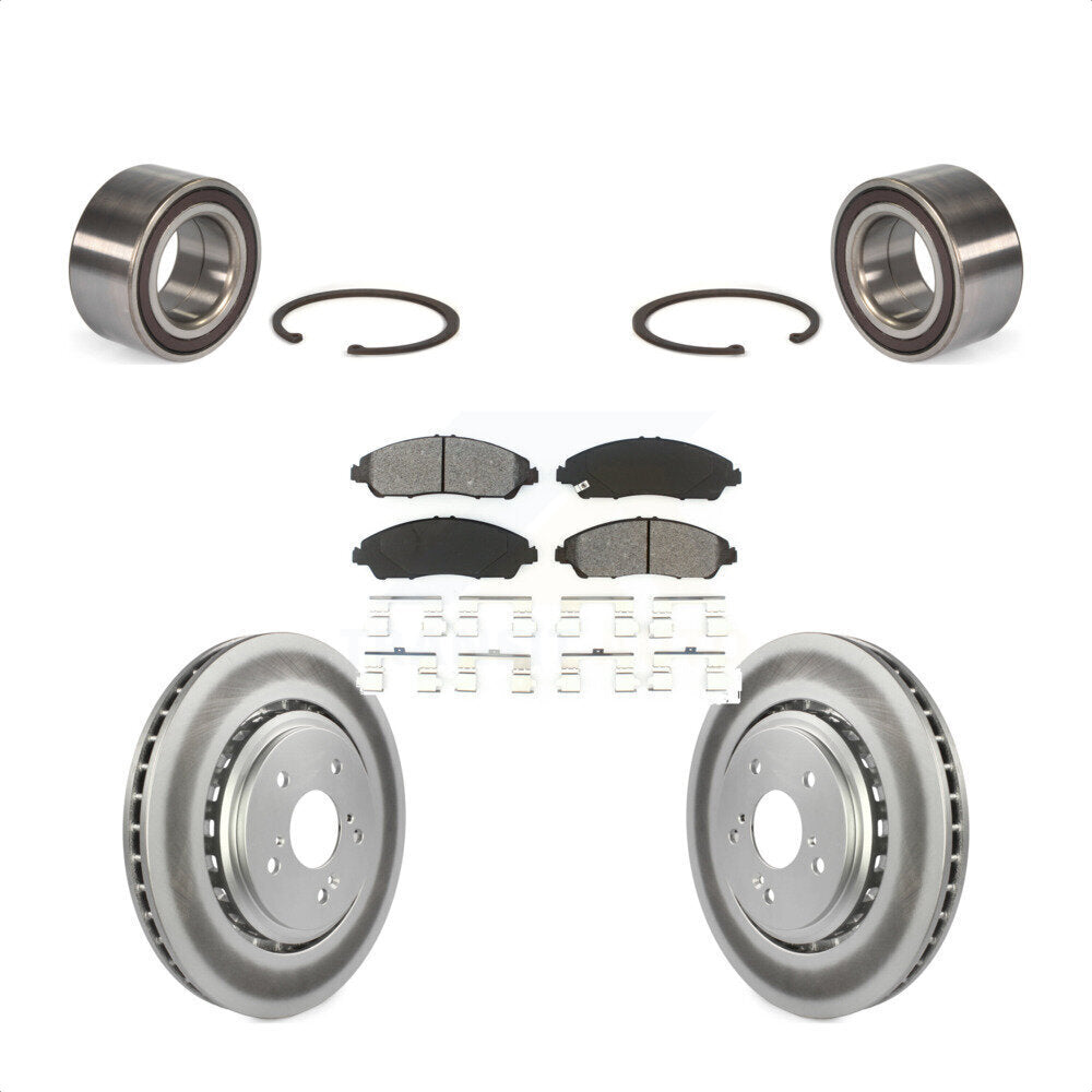 Front Wheel Bearing With Coated Disc Brake Rotors And Semi-Metallic Pads Kit For 2014-2016 Acura MDX KBB-101820 by Transit Auto