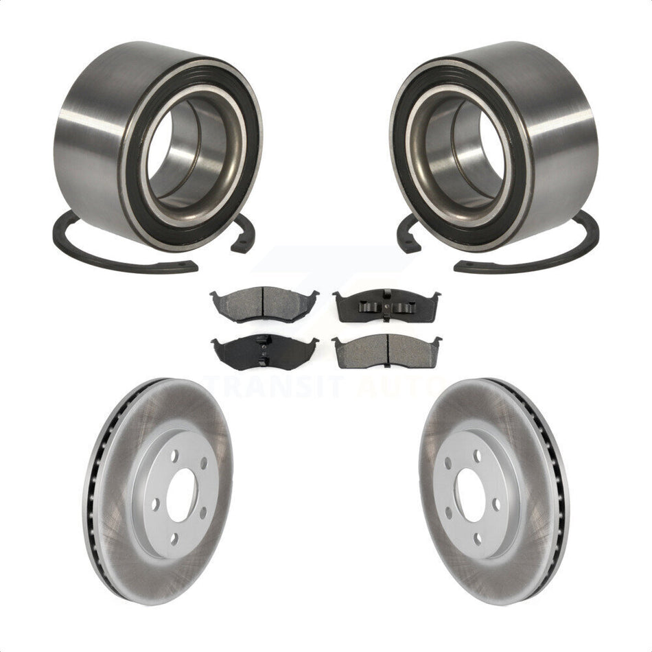 Front Wheel Bearing With Coated Disc Brake Rotors And Semi-Metallic Pads Kit For Dodge Neon Chrysler SX 2.0 KBB-101835 by Transit Auto
