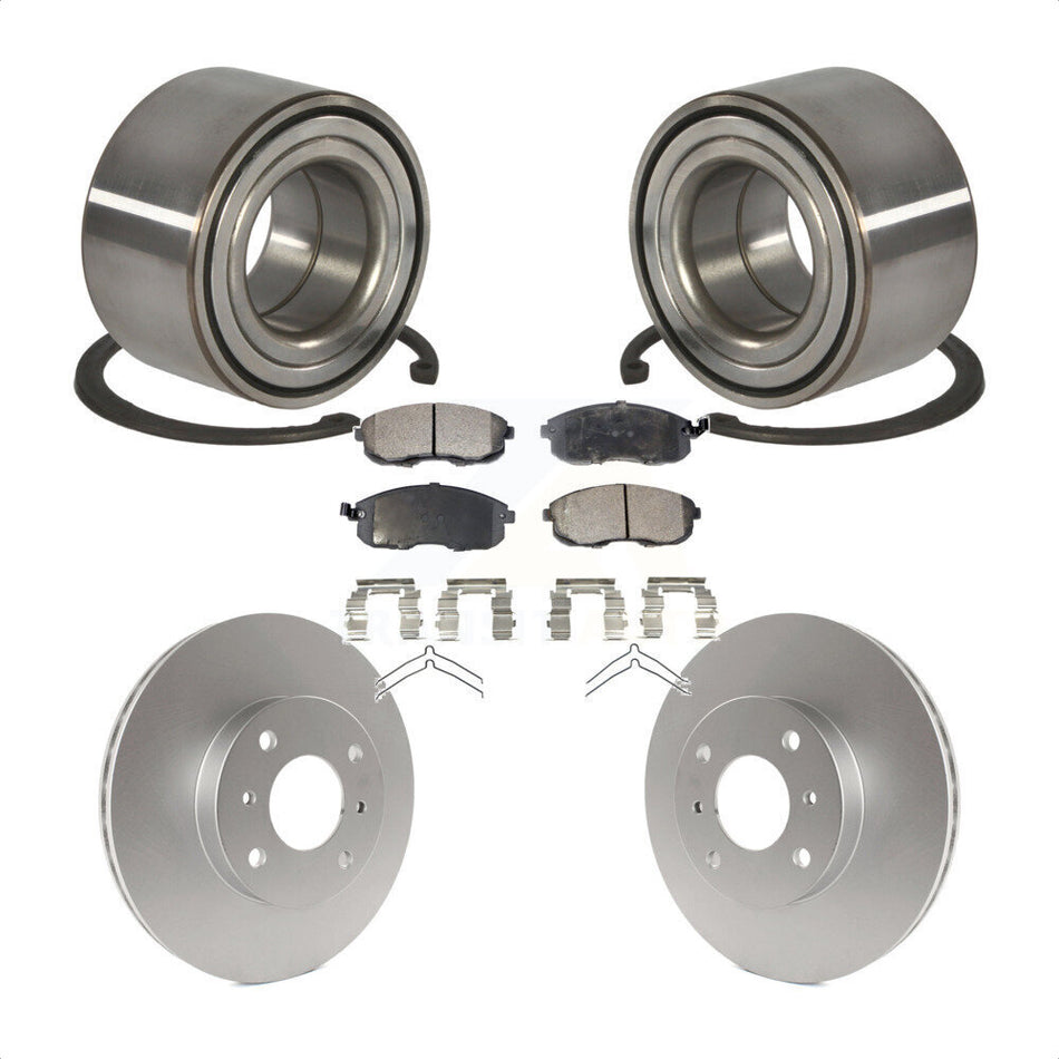Front Wheel Bearing With Coated Disc Brake Rotors And Ceramic Pads Kit For Nissan Sentra KBB-101940 by Transit Auto