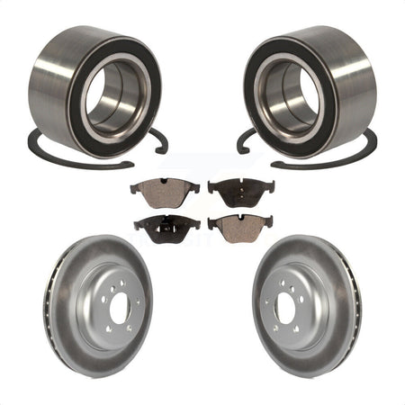 Front Wheel Bearing With Coated Disc Brake Rotors And Ceramic Pads Kit For 2011-2012 BMW 535i xDrive KBB-102007 by Transit Auto
