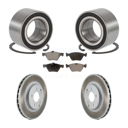 Front Wheel Bearing With Coated Disc Brake Rotors And Ceramic Pads Kit For 2003 Mercedes-Benz E320 4Matic with Wagon KBB-102015 by Transit Auto