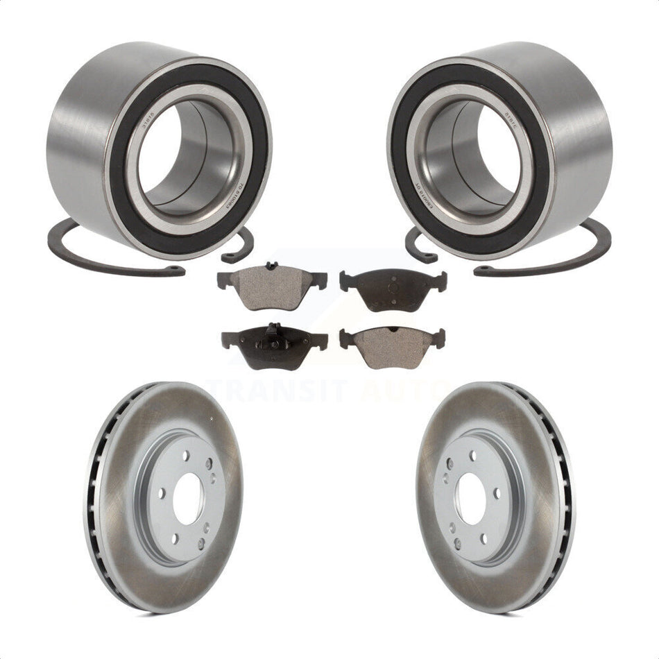Front Wheel Bearing With Coated Disc Brake Rotors And Ceramic Pads Kit For 2003 Mercedes-Benz E320 4Matic with Wagon KBB-102015 by Transit Auto