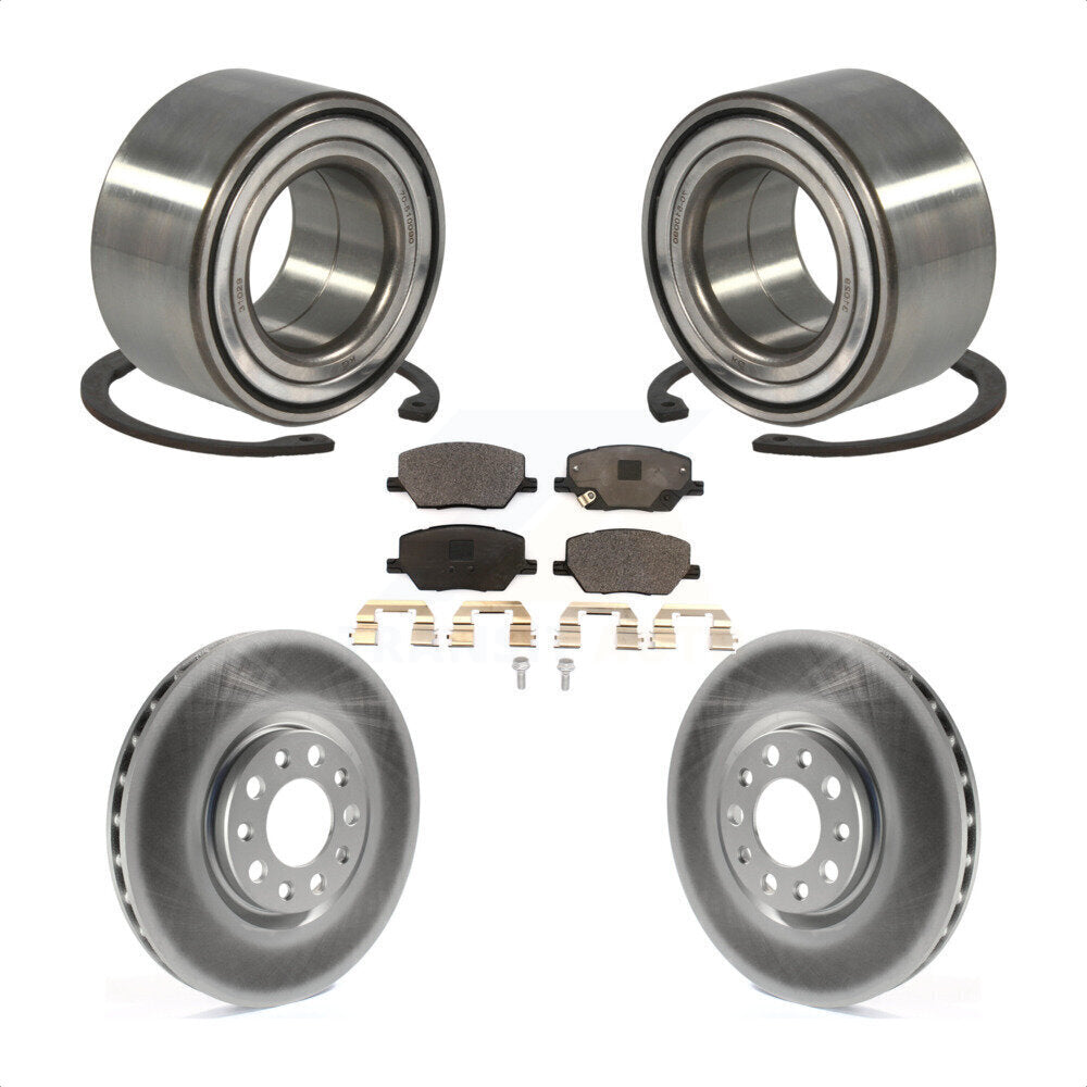 Front Wheel Bearing With Coated Disc Brake Rotors And Ceramic Pads Kit For 2018-2019 Jeep Compass KBB-102042 by Transit Auto