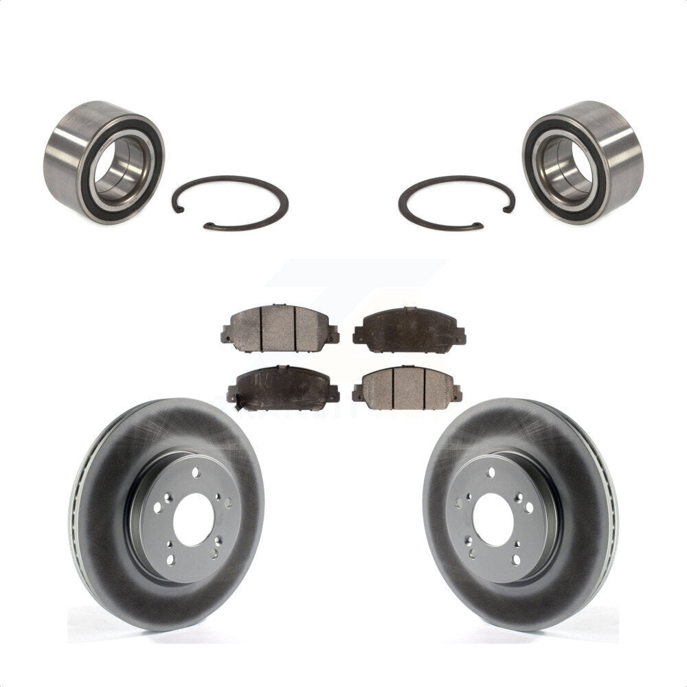 Front Wheel Bearing With Coated Disc Brake Rotors And Ceramic Pads Kit For 2016-2022 Honda HR-V KBB-102048 by Transit Auto