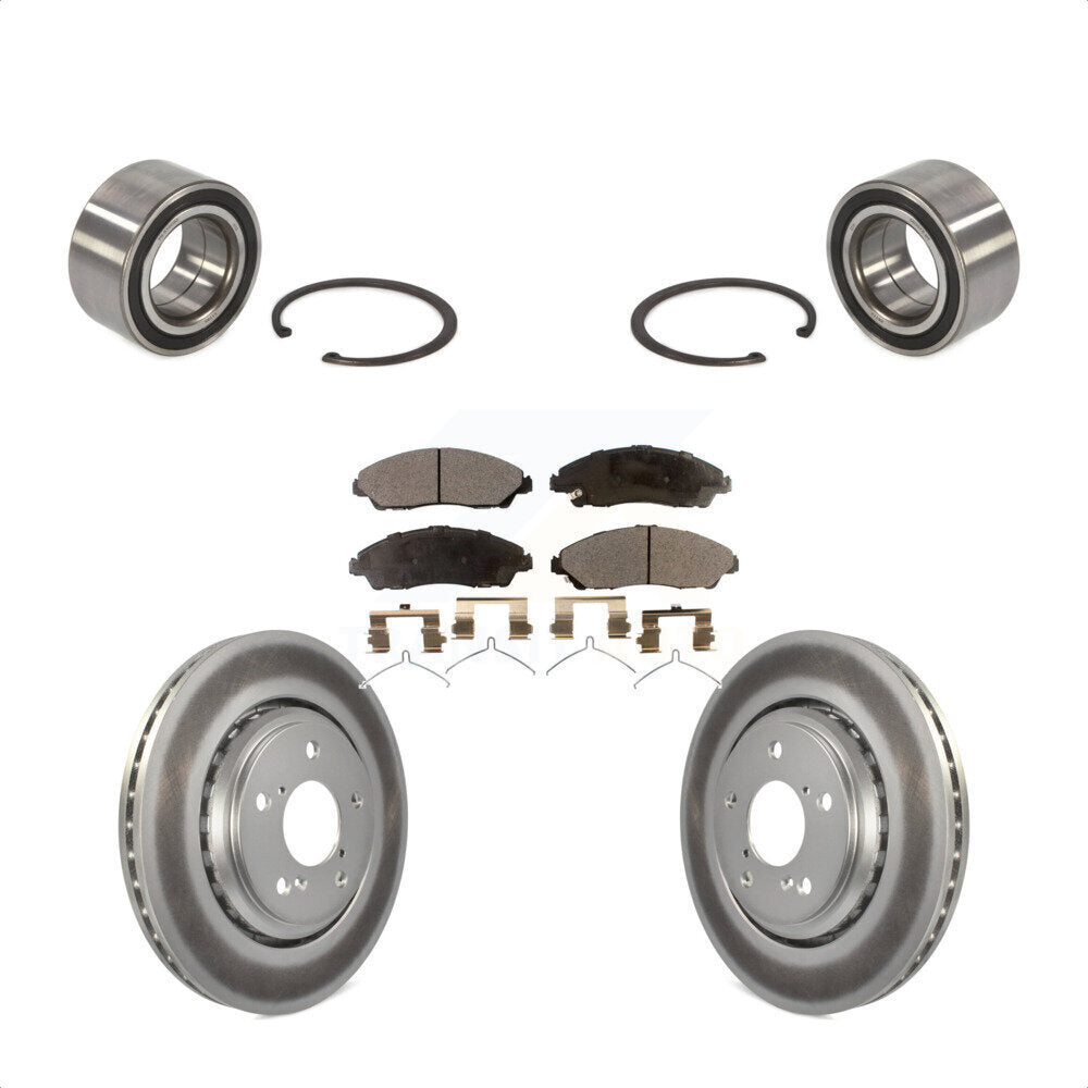 Front Wheel Bearing With Coated Disc Brake Rotors And Ceramic Pads Kit For 2016-2021 Honda Pilot KBB-102049 by Transit Auto