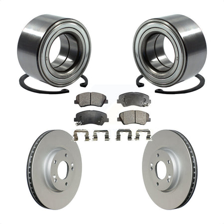 Front Wheel Bearing With Coated Disc Brake Rotors And Ceramic Pads Kit For 2015 Hyundai Veloster Tech RE FLEX SE KBB-102054 by Transit Auto