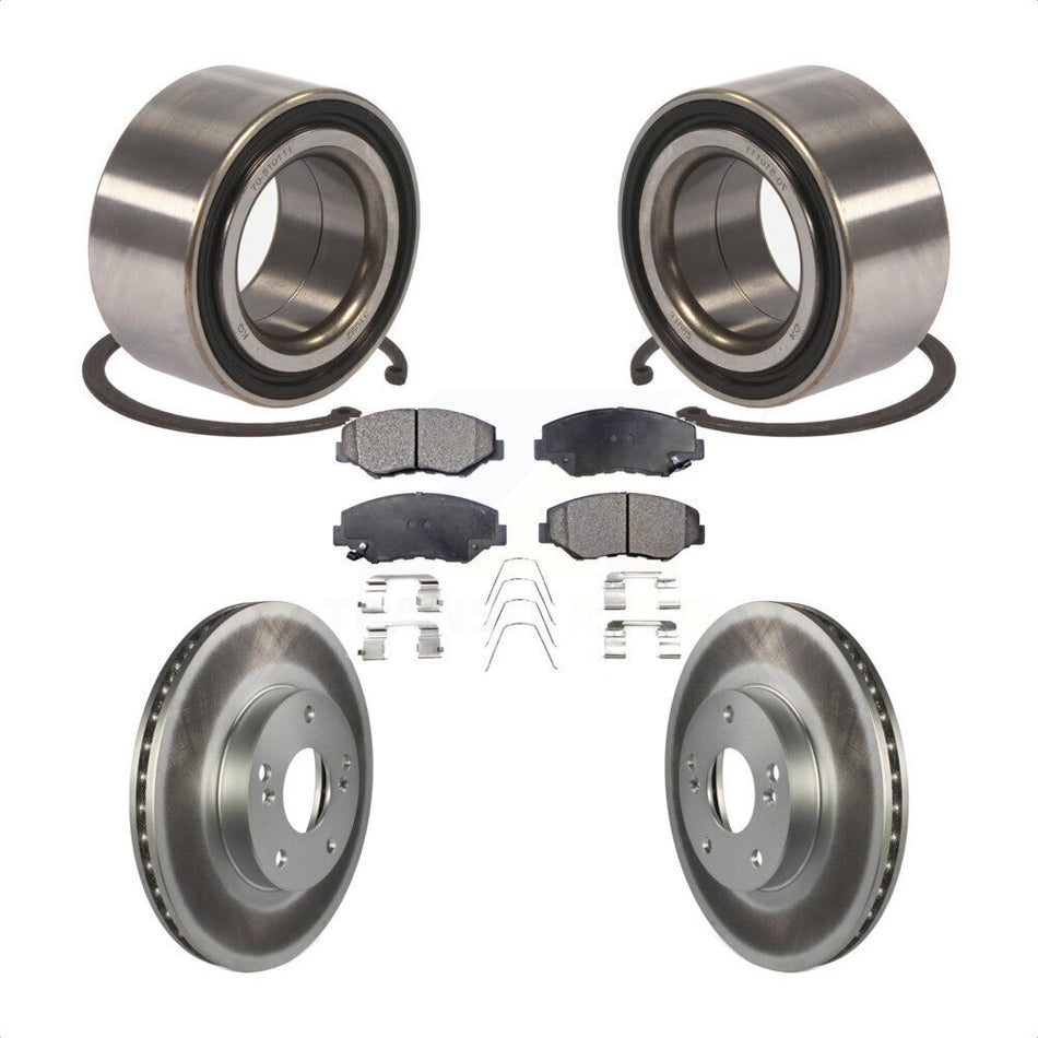 Front Wheel Bearing With Coated Disc Brake Rotors And Ceramic Pads Kit For Honda Fit Acura ILX KBB-102109 by Transit Auto