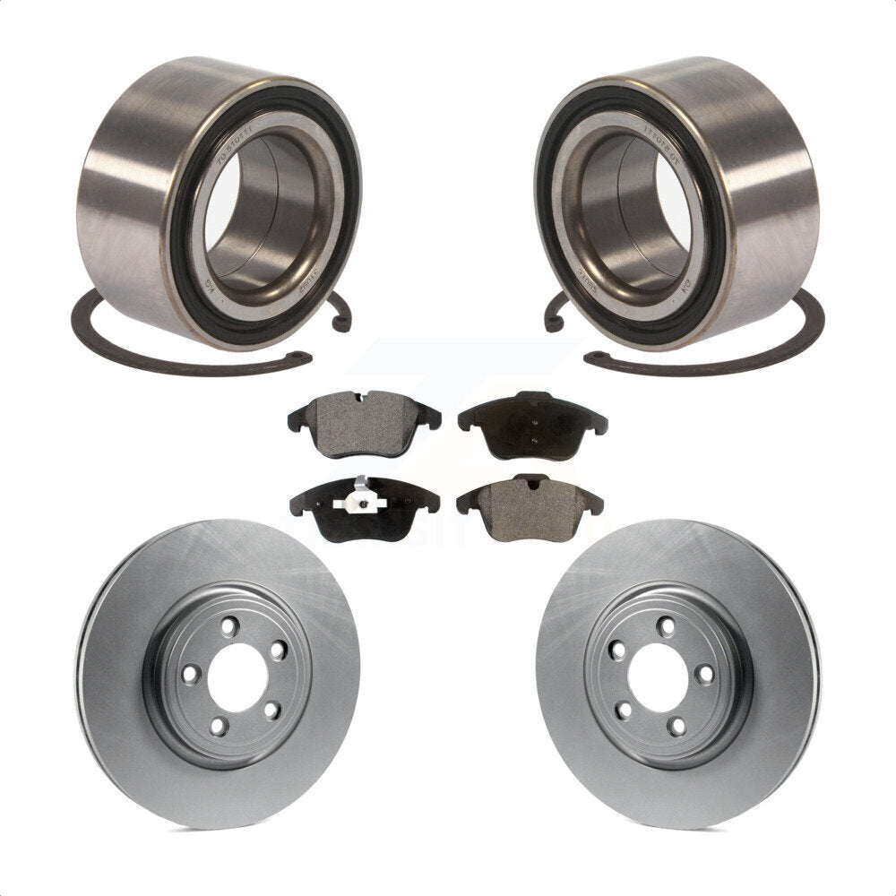 Front Wheel Bearing With Coated Disc Brake Rotors And Ceramic Pads Kit For 2015 Jaguar XF 2.0L KBB-102111 by Transit Auto