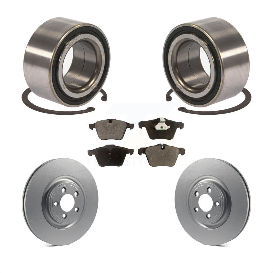 Front Wheel Bearing With Coated Disc Brake Rotors And Ceramic Pads Kit For 2015-2015 Jaguar XF XK KBB-102112 by Transit Auto