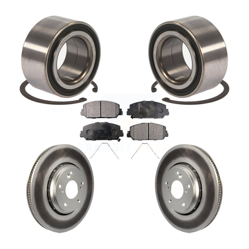 Front Wheel Bearing With Coated Disc Brake Rotors And Ceramic Pads Kit For 2017-2018 Acura ILX KBB-102116 by Transit Auto
