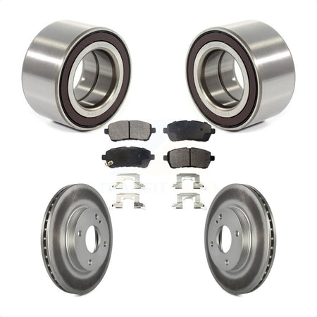 Front Wheel Bearing With Coated Disc Brake Rotors And Ceramic Pads Kit For 2014-2018 Ford Fiesta S Titanium SE KBB-102127 by Transit Auto