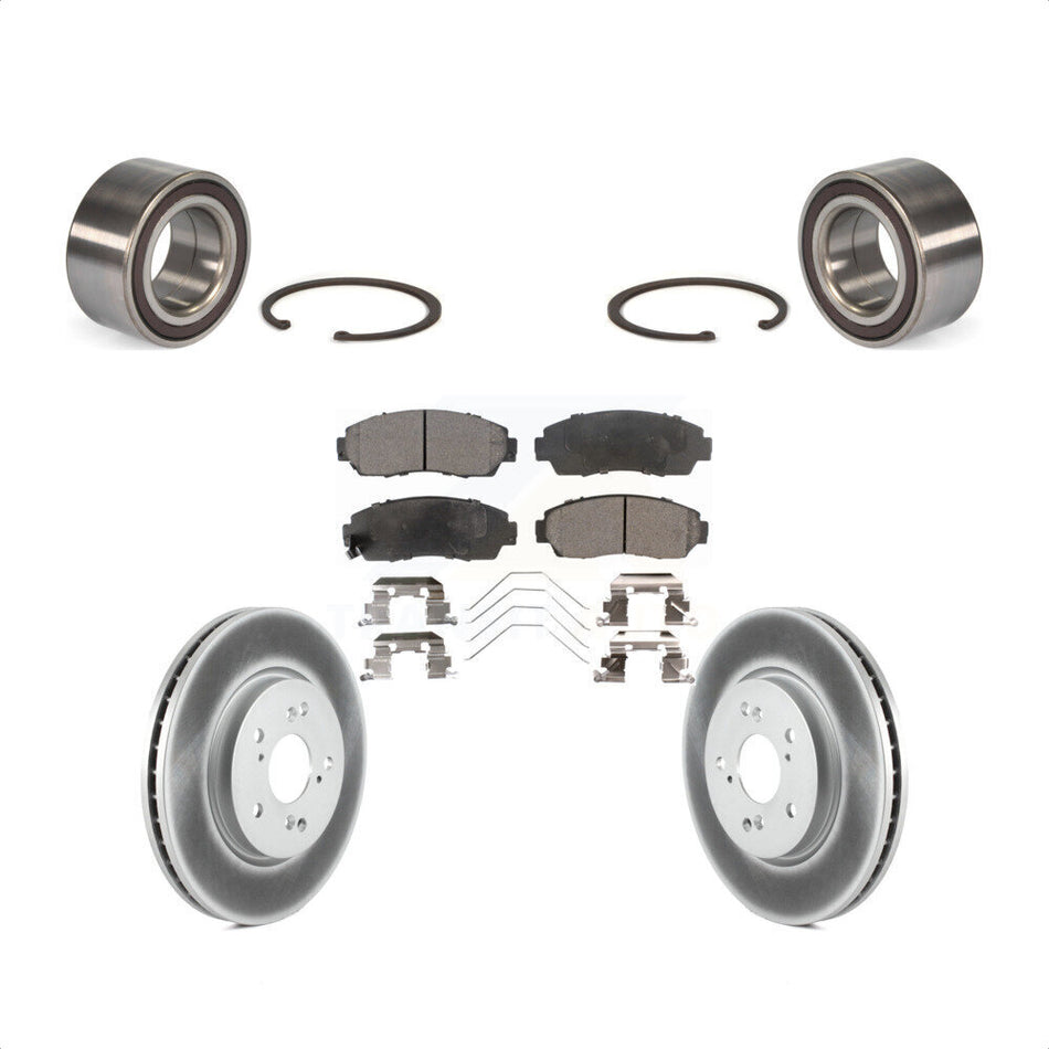 Front Wheel Bearing With Coated Disc Brake Rotors And Ceramic Pads Kit For 2012-2016 Honda CR-V AWD KBB-102128 by Transit Auto