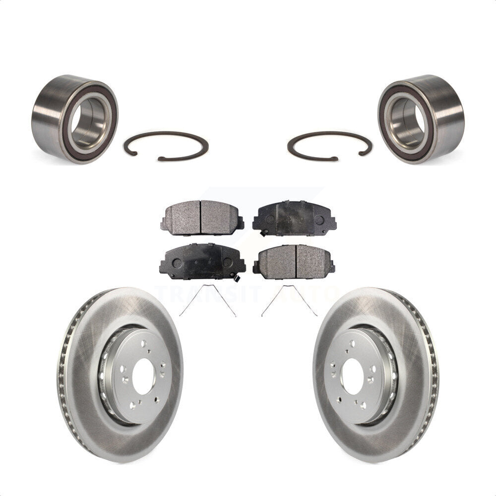 Front Wheel Bearing With Coated Disc Brake Rotors And Ceramic Pads Kit For 2013-2018 Acura RDX KBB-102129 by Transit Auto