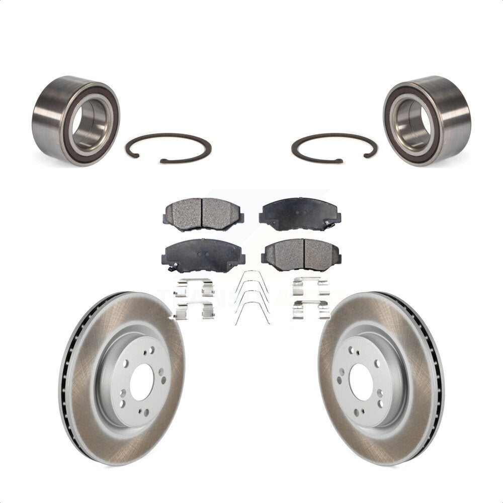 Front Wheel Bearing With Coated Disc Brake Rotors And Ceramic Pads Kit For 2012-2016 Honda CR-V FWD KBB-102130 by Transit Auto
