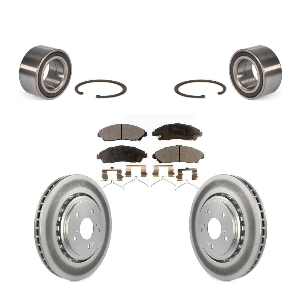 Front Wheel Bearing With Coated Disc Brake Rotors And Ceramic Pads Kit For 2014-2016 Acura MDX KBB-102132 by Transit Auto