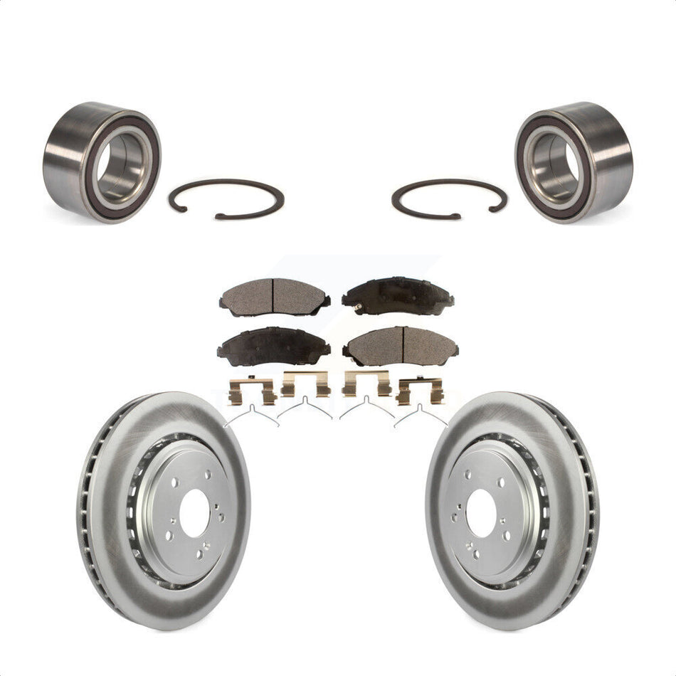 Front Wheel Bearing With Coated Disc Brake Rotors And Ceramic Pads Kit For 2014-2016 Acura MDX KBB-102132 by Transit Auto