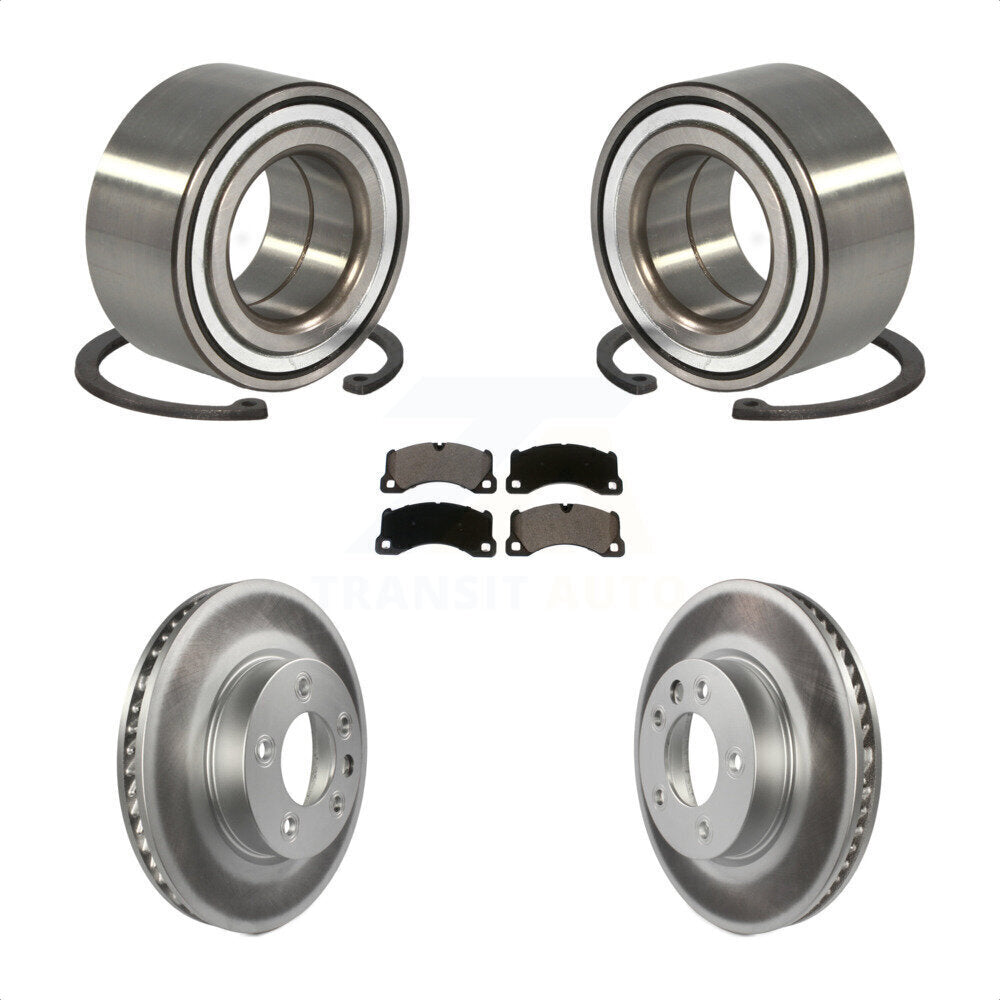 Front Wheel Bearing With Coated Disc Brake Rotors And Ceramic Pads Kit For 2016-2017 Volkswagen Touareg KBB-102161 by Transit Auto