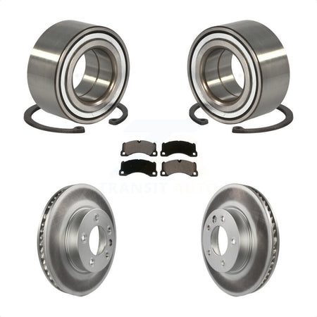 Front Wheel Bearing With Coated Disc Brake Rotors And Ceramic Pads Kit For 2016-2017 Volkswagen Touareg KBB-102161 by Transit Auto