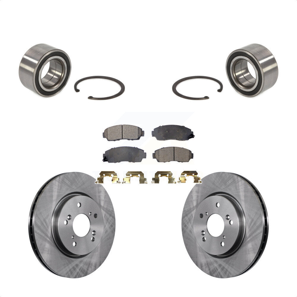 Front Wheel Bearing With Disc Brake Rotors And Semi-Metallic Pads Kit For Honda CR-V Acura RDX KBB-102379 by Transit Auto