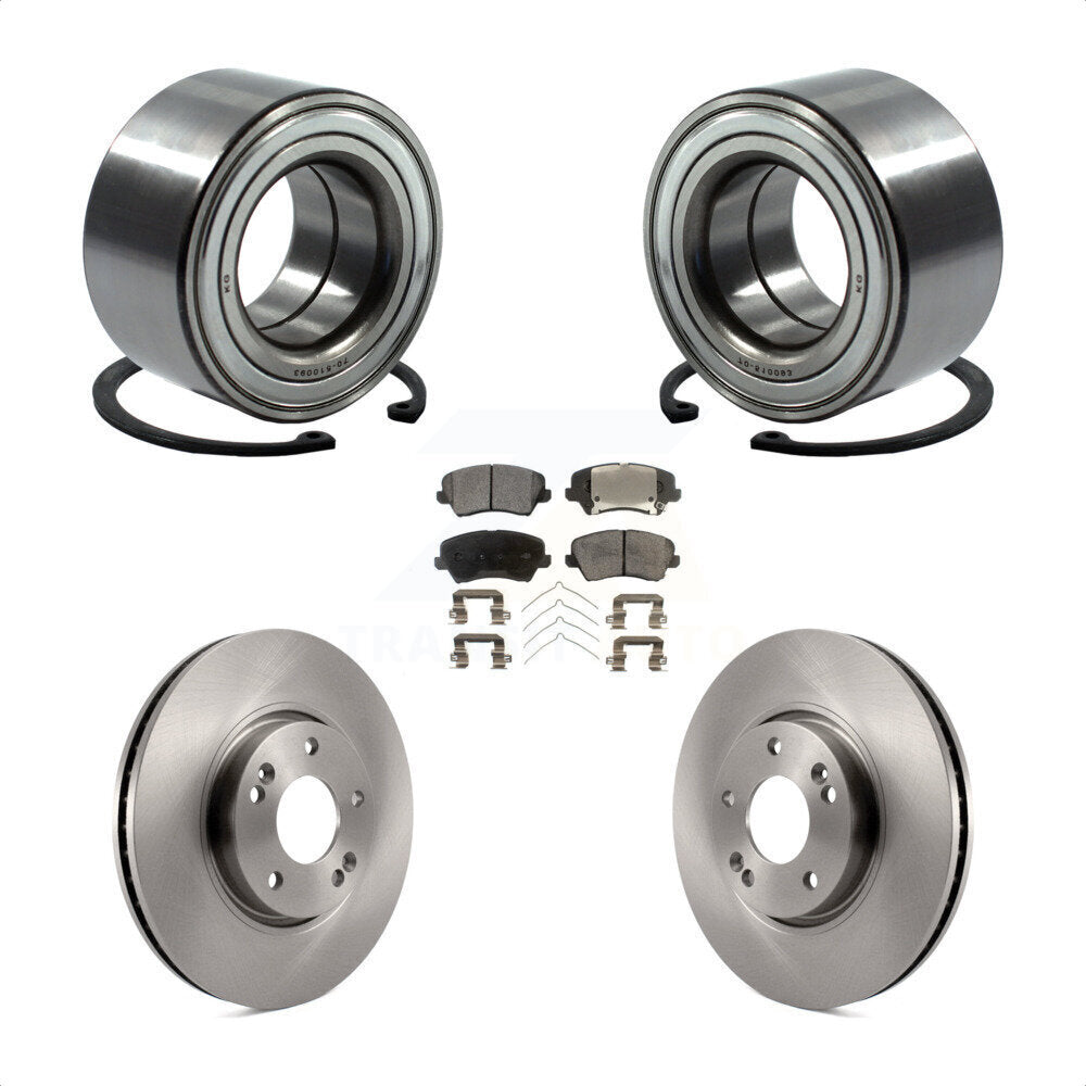 Front Wheel Bearing With Disc Brake Rotors And Semi-Metallic Pads Kit For 2016 Hyundai Veloster Tech SE KBB-102389 by Transit Auto
