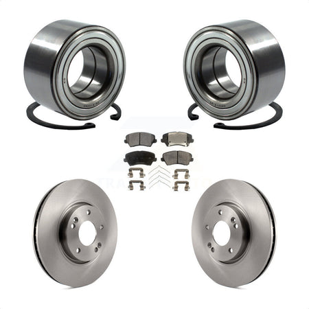 Front Wheel Bearing With Disc Brake Rotors And Semi-Metallic Pads Kit For 2016 Hyundai Veloster Tech SE KBB-102389 by Transit Auto