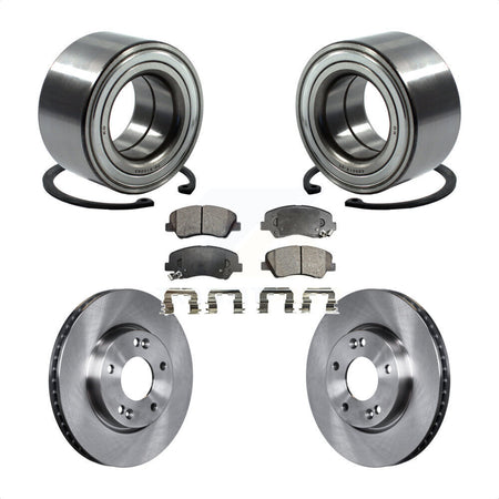 Front Wheel Bearing With Disc Brake Rotors And Semi-Metallic Pads Kit For 2014 Kia Forte5 EX KBB-102392 by Transit Auto