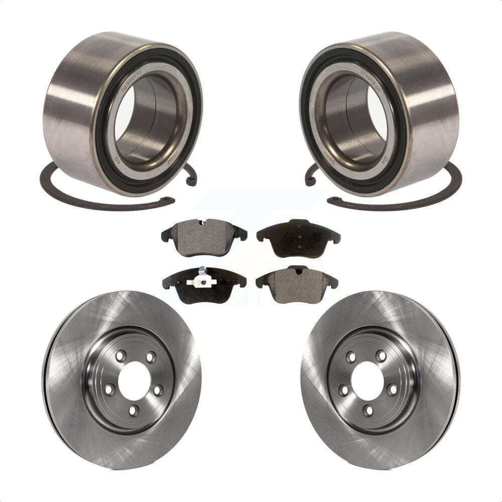 Front Wheel Bearing With Disc Brake Rotors And Semi-Metallic Pads Kit For 2015 Jaguar XF 2.0L KBB-102438 by Transit Auto