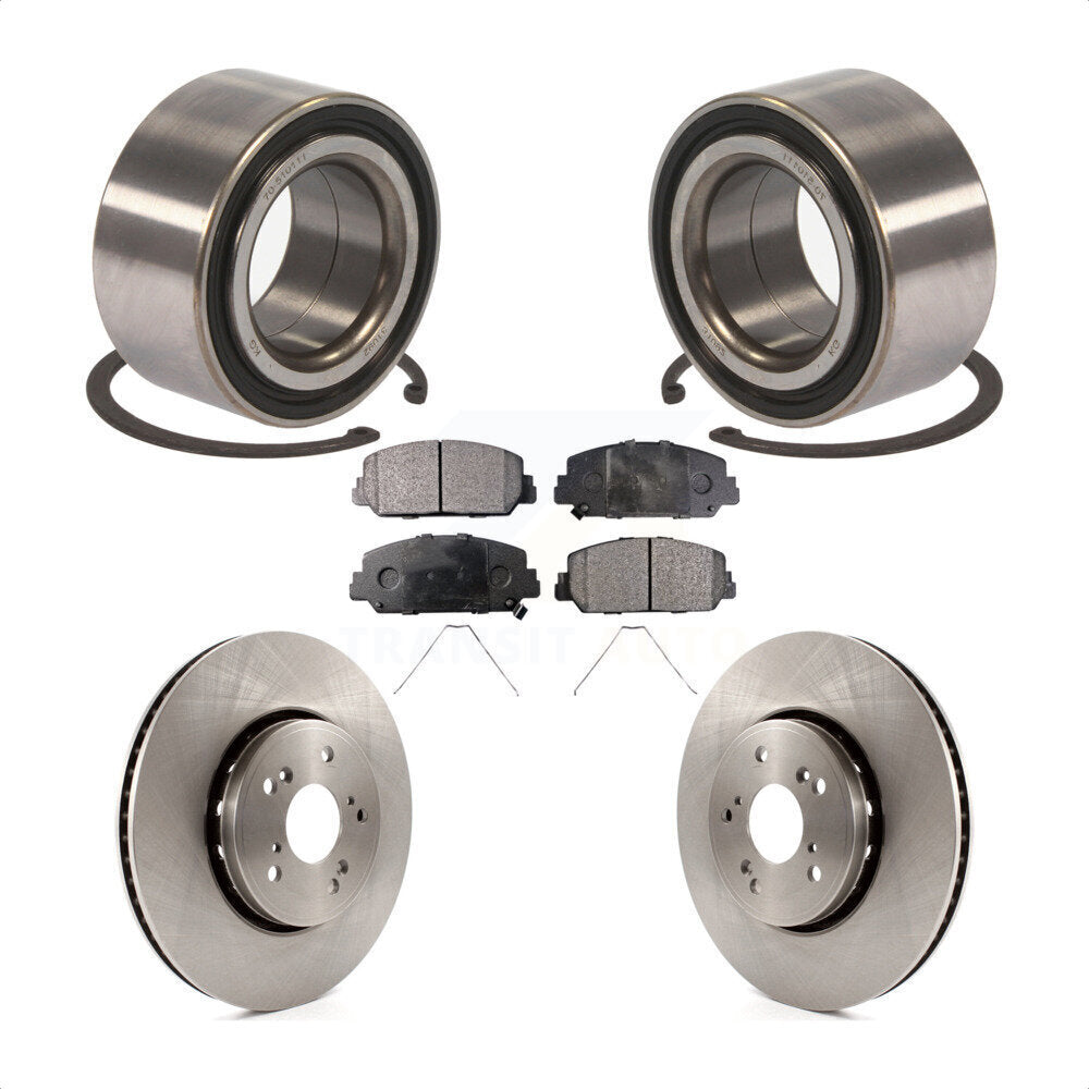 Front Wheel Bearing With Disc Brake Rotors And Semi-Metallic Pads Kit For 2016 Acura ILX KBB-102442 by Transit Auto