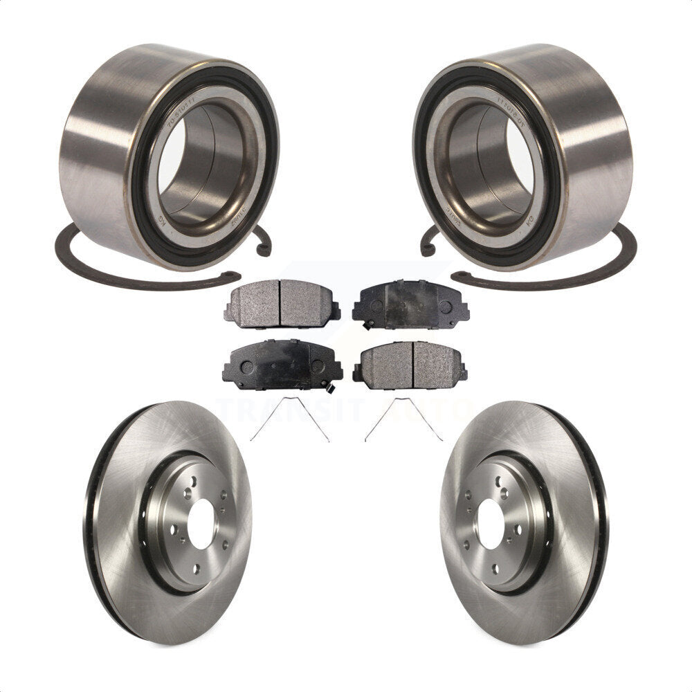Front Wheel Bearing With Disc Brake Rotors And Semi-Metallic Pads Kit For 2017-2018 Acura ILX KBB-102443 by Transit Auto