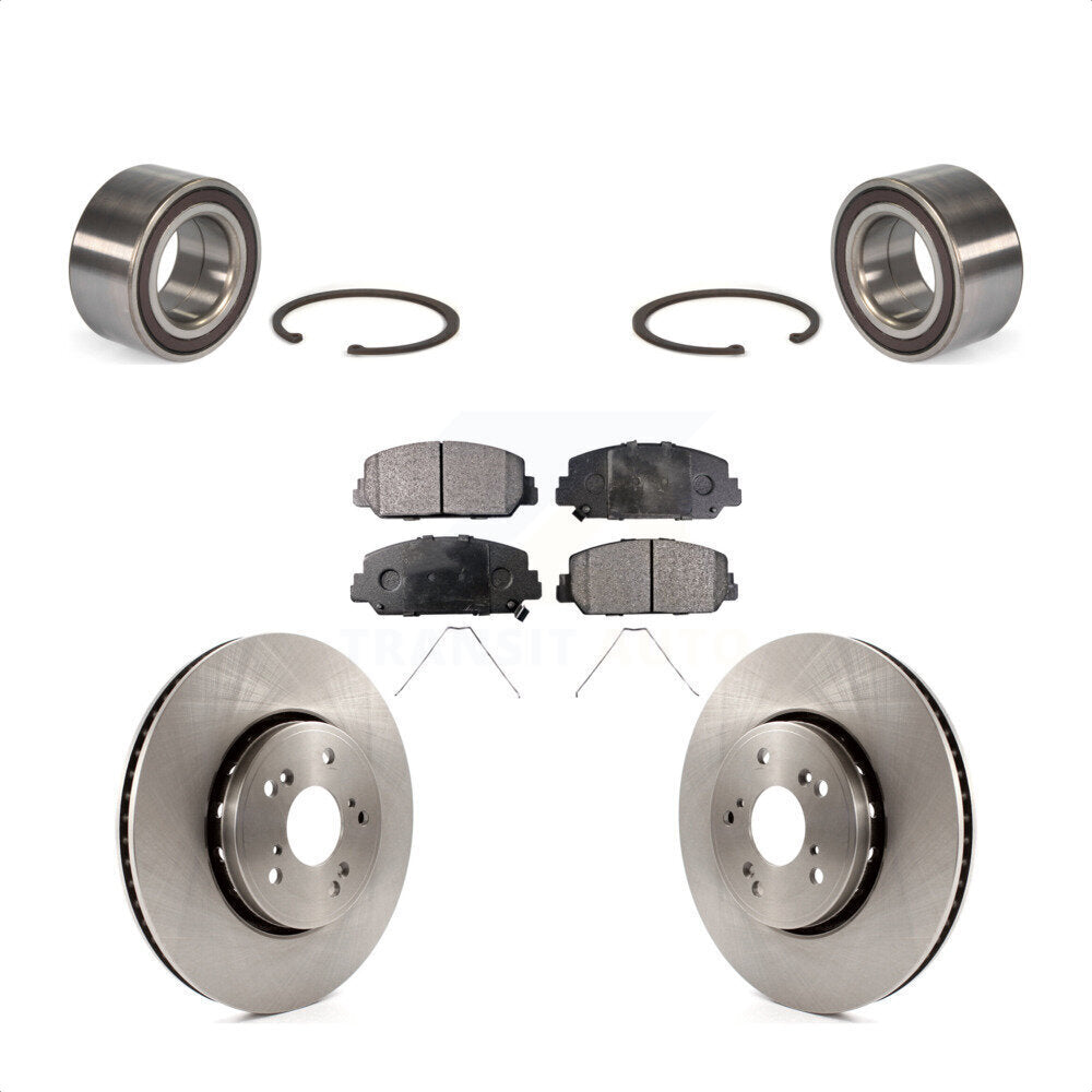 Front Wheel Bearing With Disc Brake Rotors And Semi-Metallic Pads Kit For 2013-2018 Acura RDX KBB-102456 by Transit Auto