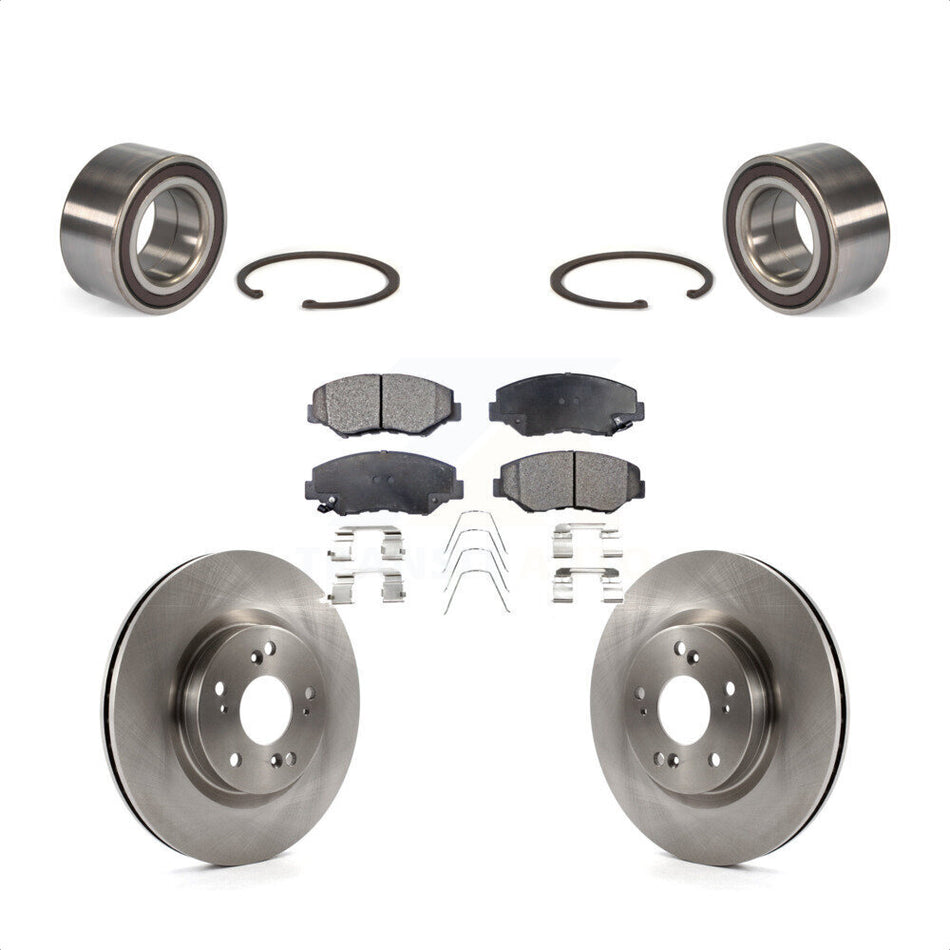 Front Wheel Bearing With Disc Brake Rotors And Semi-Metallic Pads Kit For 2012-2016 Honda CR-V FWD KBB-102457 by Transit Auto