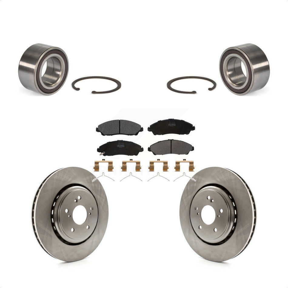 Front Wheel Bearing With Disc Brake Rotors And Semi-Metallic Pads Kit For 2014-2016 Acura MDX KBB-102459 by Transit Auto