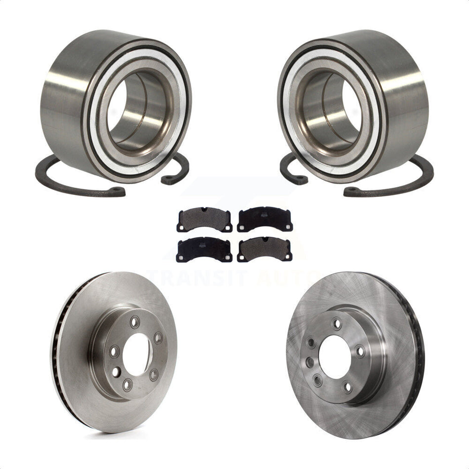 Front Wheel Bearing With Disc Brake Rotors And Semi-Metallic Pads Kit For 2016-2017 Volkswagen Touareg KBB-102496 by Transit Auto