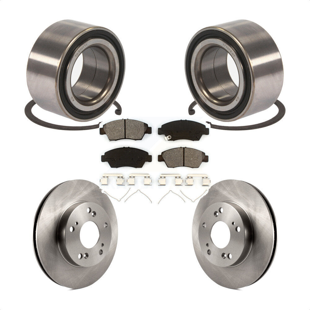 Front Wheel Bearing With Disc Brake Rotors And Semi-Metallic Pads Kit For 2015 Acura ILX 1.5L KBB-102793 by Transit Auto