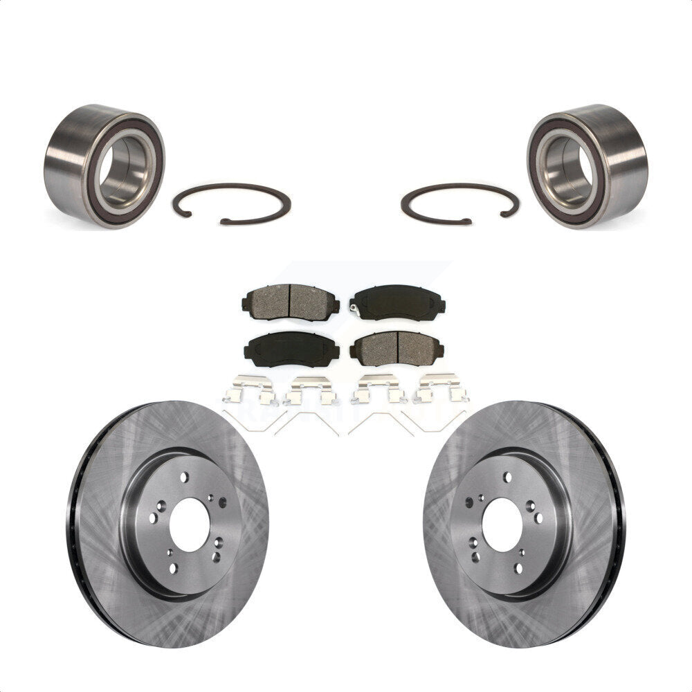 Front Wheel Bearing With Disc Brake Rotors And Semi-Metallic Pads Kit For 2012-2016 Honda CR-V AWD KBB-102807 by Transit Auto