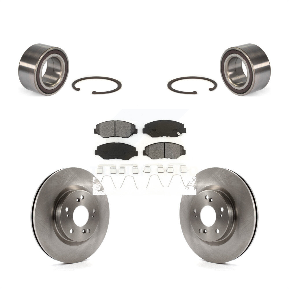 Front Wheel Bearing With Disc Brake Rotors And Semi-Metallic Pads Kit For 2012-2016 Honda CR-V FWD KBB-102809 by Transit Auto