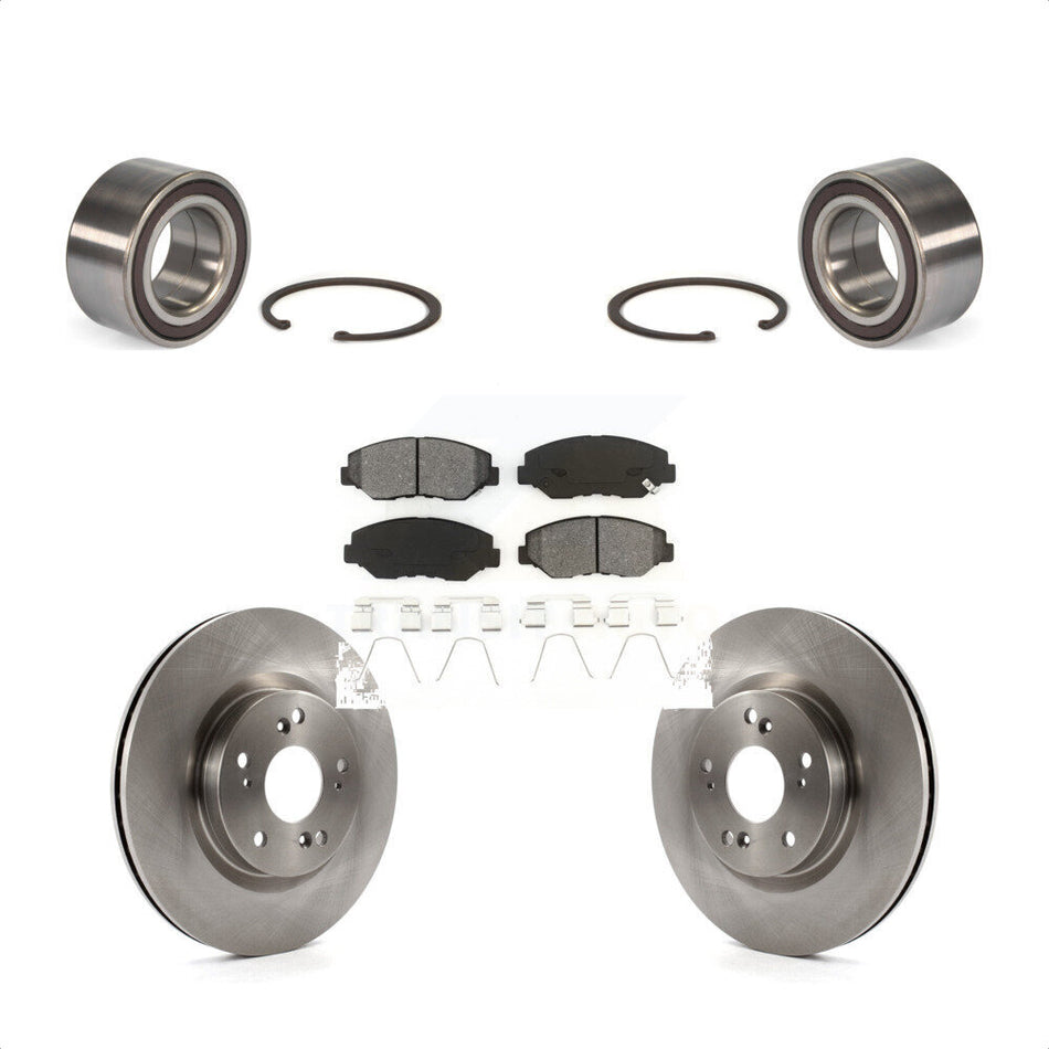Front Wheel Bearing With Disc Brake Rotors And Semi-Metallic Pads Kit For 2012-2016 Honda CR-V FWD KBB-102809 by Transit Auto