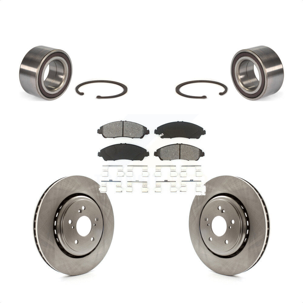 Front Wheel Bearing With Disc Brake Rotors And Semi-Metallic Pads Kit For 2014-2016 Acura MDX KBB-102811 by Transit Auto