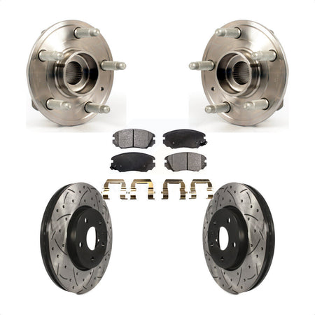 Front Hub Bearing Assembly With Coated Drilled Slotted Disc Brake Rotors And Semi-Metallic Pads Kit For 2018-2019 Chevrolet Impala KBB-102917 by Transit Auto