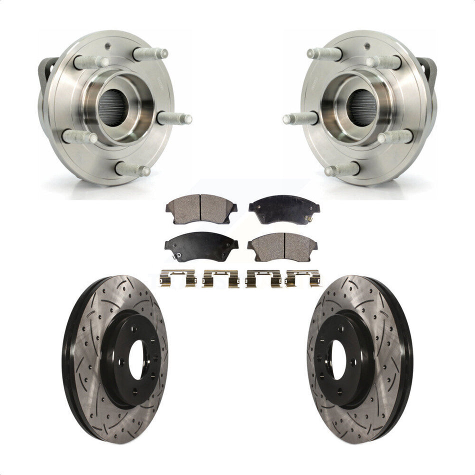 Front Hub Bearing Assembly With Coated Drilled Slotted Disc Brake Rotors And Semi-Metallic Pads Kit For Chevrolet Cruze Buick Verano Volt Orlando KBB-102948 by Transit Auto
