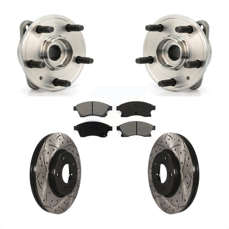 Front Hub Bearing Assembly With Coated Drilled Slotted Disc Brake Rotors And Semi-Metallic Pads Kit For 2014-2015 Chevrolet Cruze DIESEL engine 15" Factory Wheels KBB-103137 by Transit Auto
