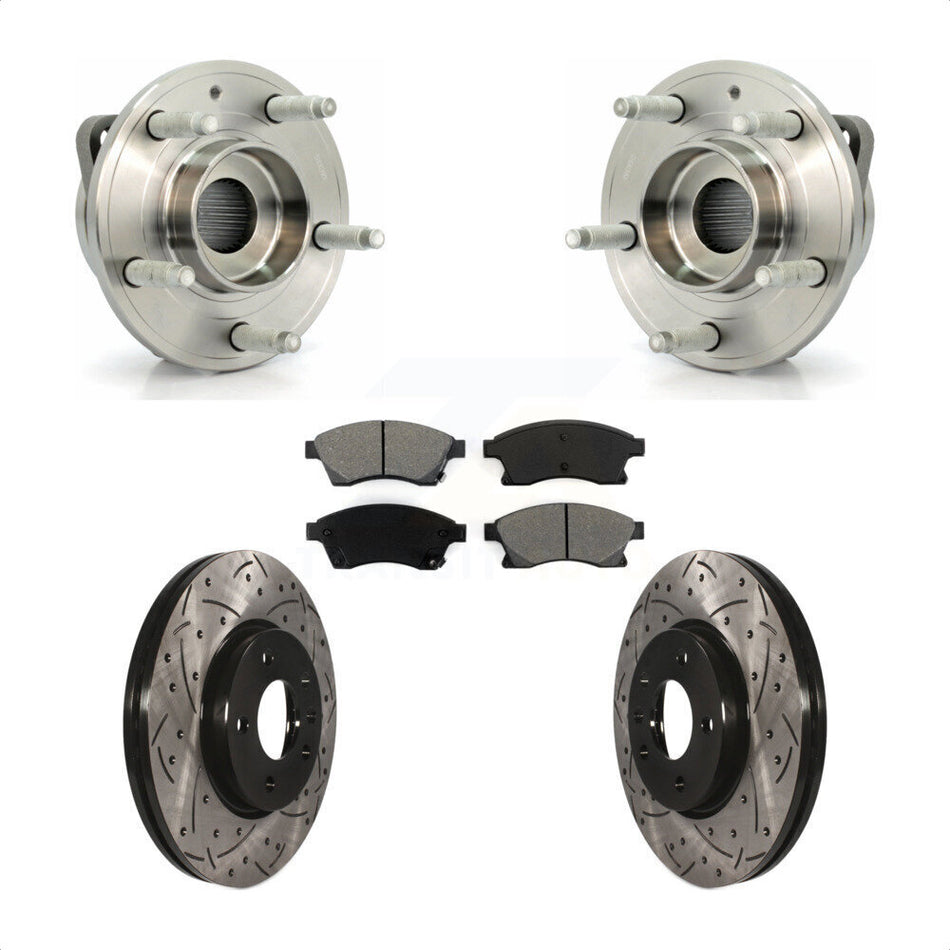 Front Hub Bearing Assembly With Coated Drilled Slotted Disc Brake Rotors And Semi-Metallic Pads Kit For Chevrolet Cruze Buick Verano Volt Orlando KBB-103139 by Transit Auto