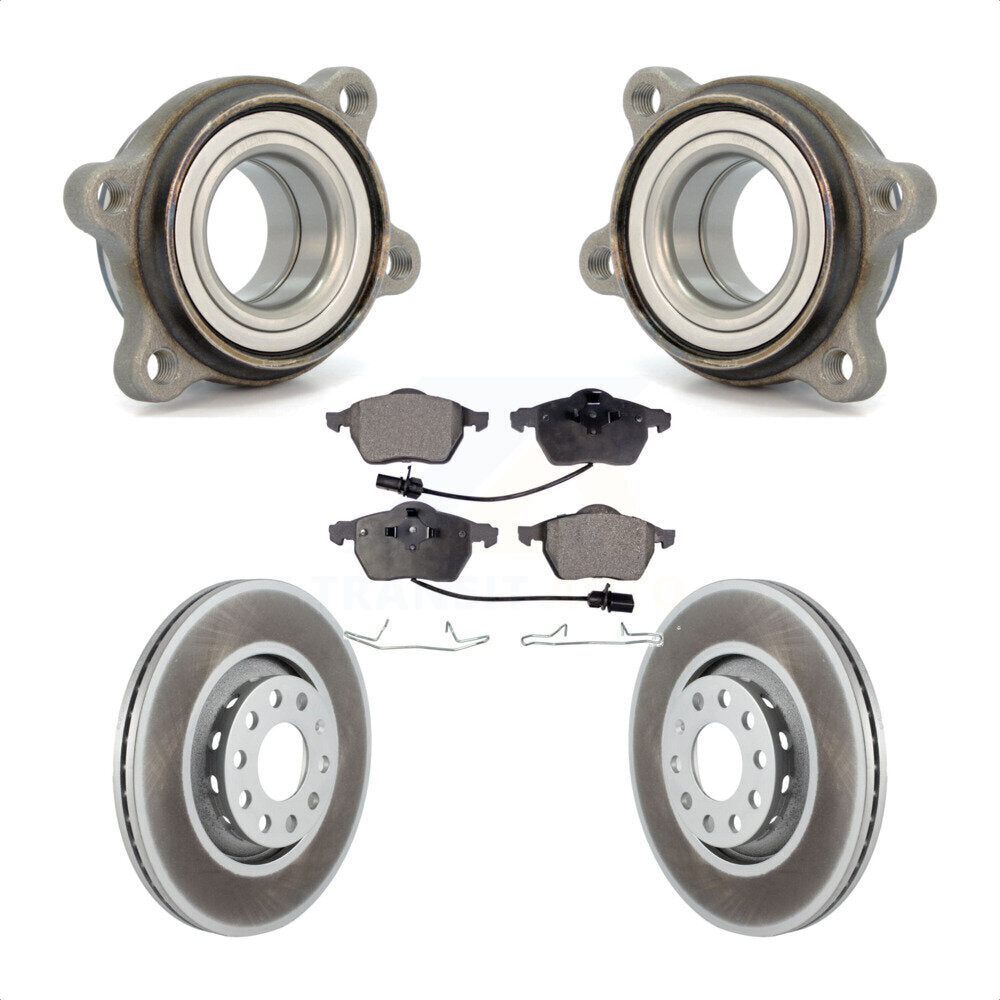 Front Hub Bearing Assembly With Coated Disc Brake Rotors And Semi-Metallic Pads Kit For Audi A4 Quattro A6 S4 S6 KBB-103449 by Transit Auto
