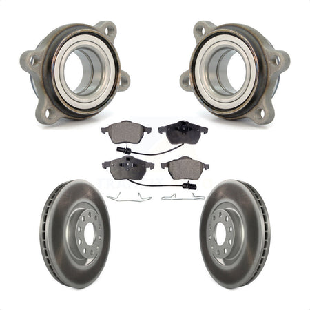 Front Hub Bearing Assembly With Coated Disc Brake Rotors And Semi-Metallic Pads Kit For 2000 Audi A6 Quattro 320mm Diameter Rotor KBB-103451 by Transit Auto