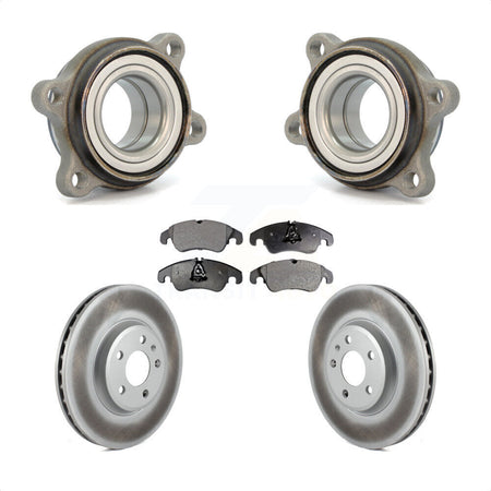 Front Hub Bearing Assembly With Coated Disc Brake Rotors And Semi-Metallic Pads Kit For 2009 Audi A4 Sedan 85mm Pilot Diameter KBB-103453 by Transit Auto