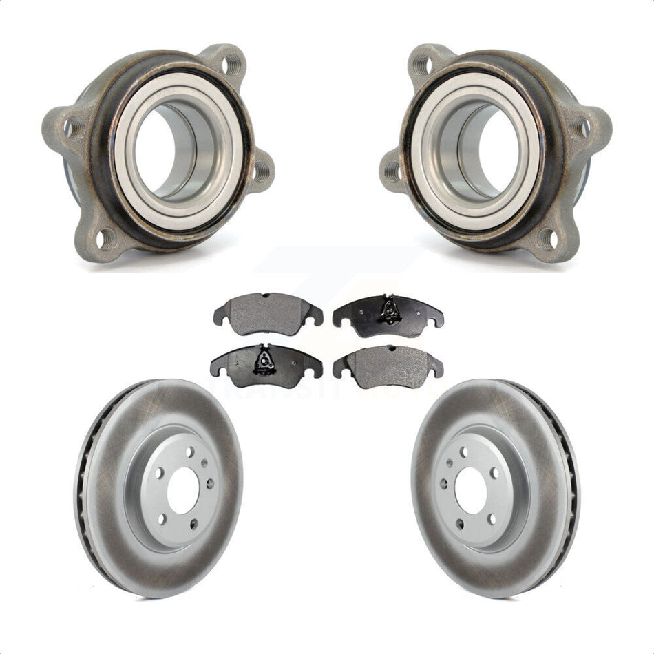 Front Hub Bearing Assembly With Coated Disc Brake Rotors And Semi-Metallic Pads Kit For 2009 Audi A4 Sedan 85mm Pilot Diameter KBB-103453 by Transit Auto
