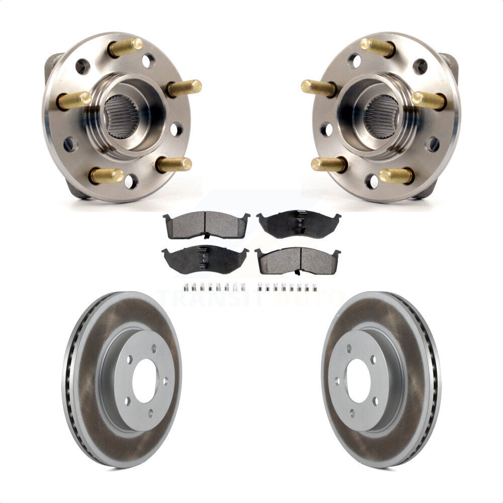 Front Hub Bearing Assembly With Coated Disc Brake Rotors And Semi-Metallic Pads Kit For Chrysler Dodge Intrepid 300M Concorde LHS KBB-103475 by Transit Auto